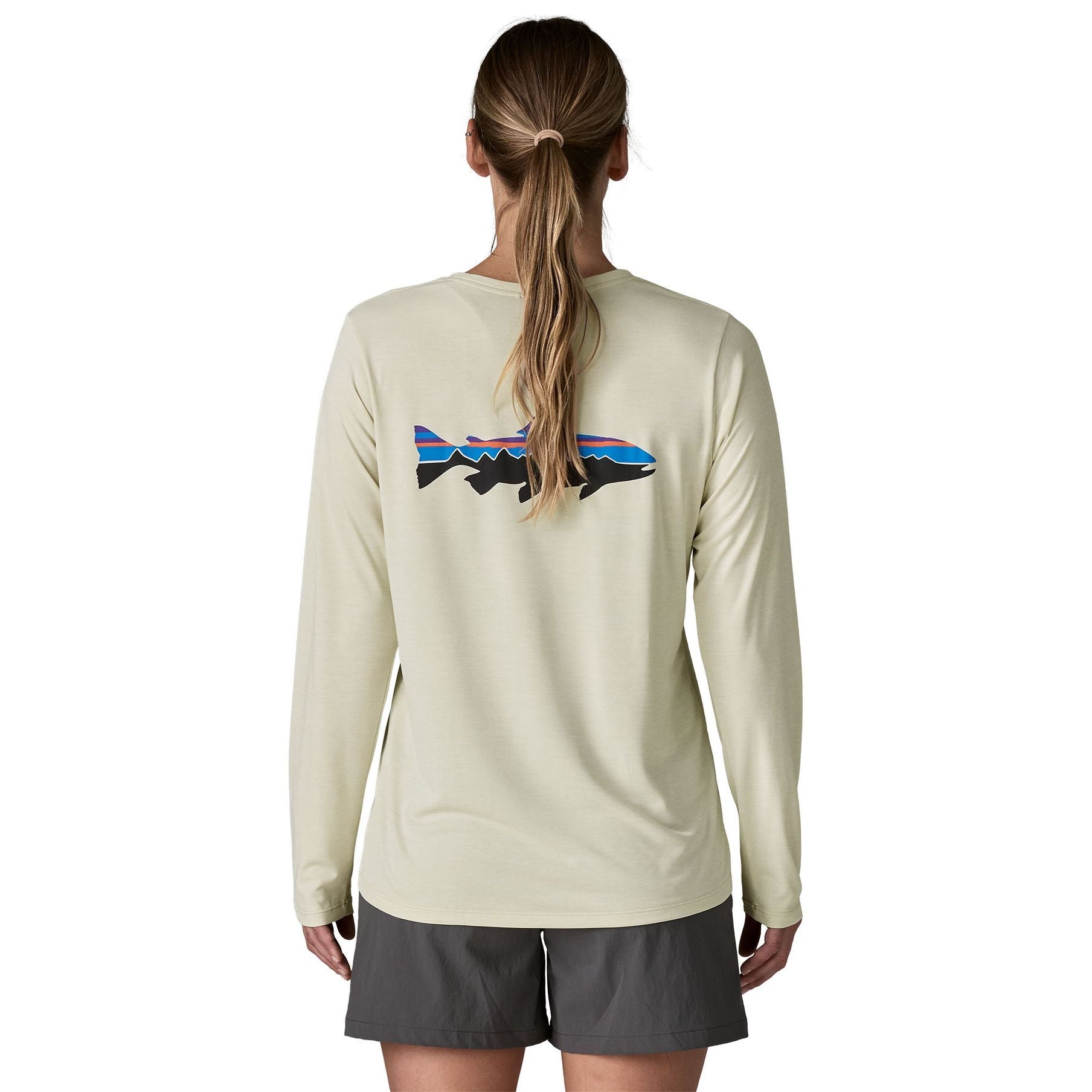 Patagonia Women's Long-Sleeved Capilene Cool Daily Shirt - Fitz Roy Trout Dyno White