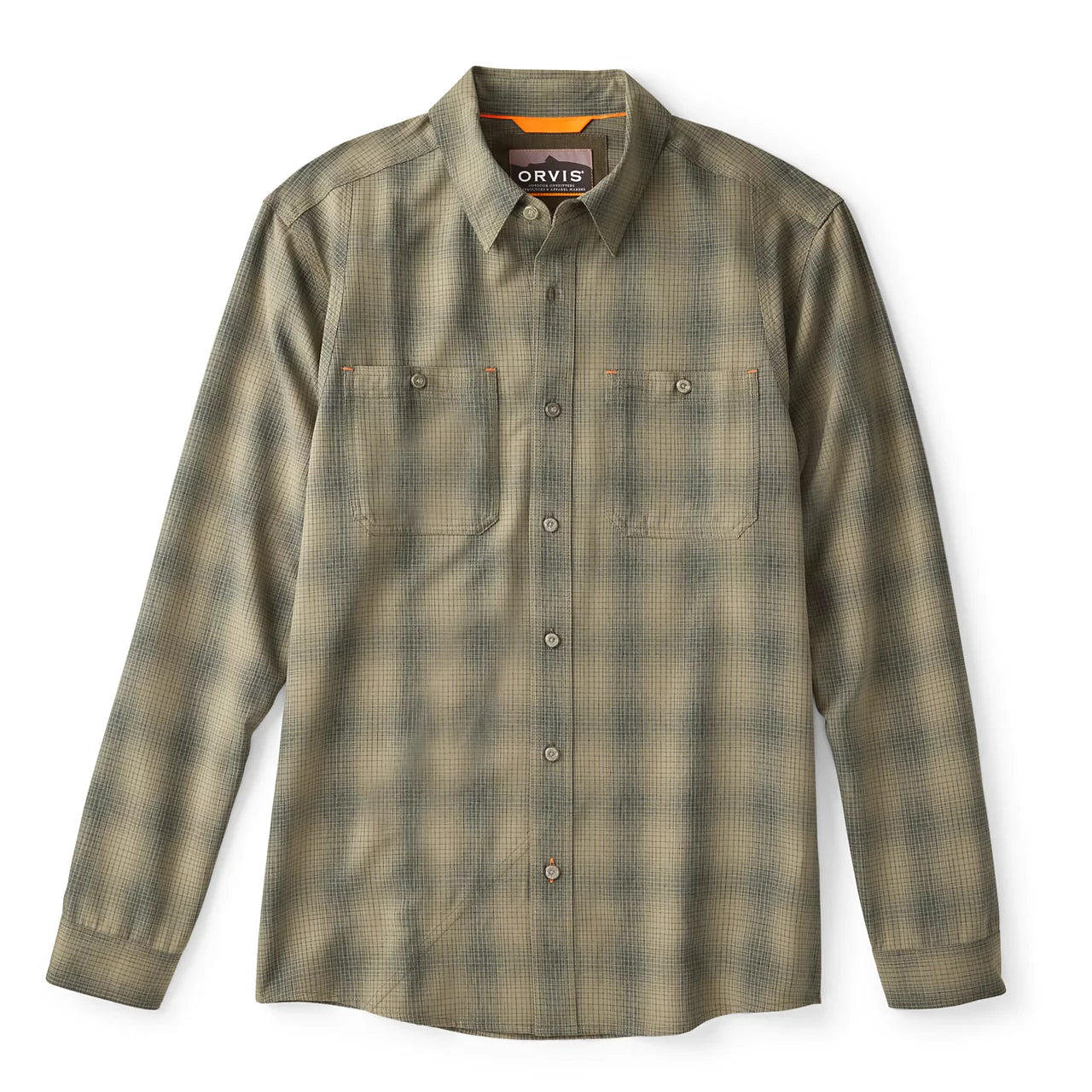 Orvis Men's Tech Chambray Plaid Long Sleeve Work Shirt