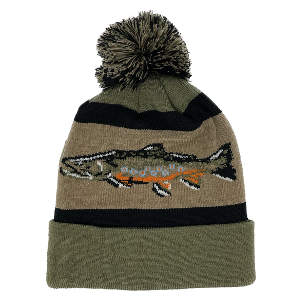 Rep Your Water Hat:  Knit Hats with Pompom (Fish Prints)