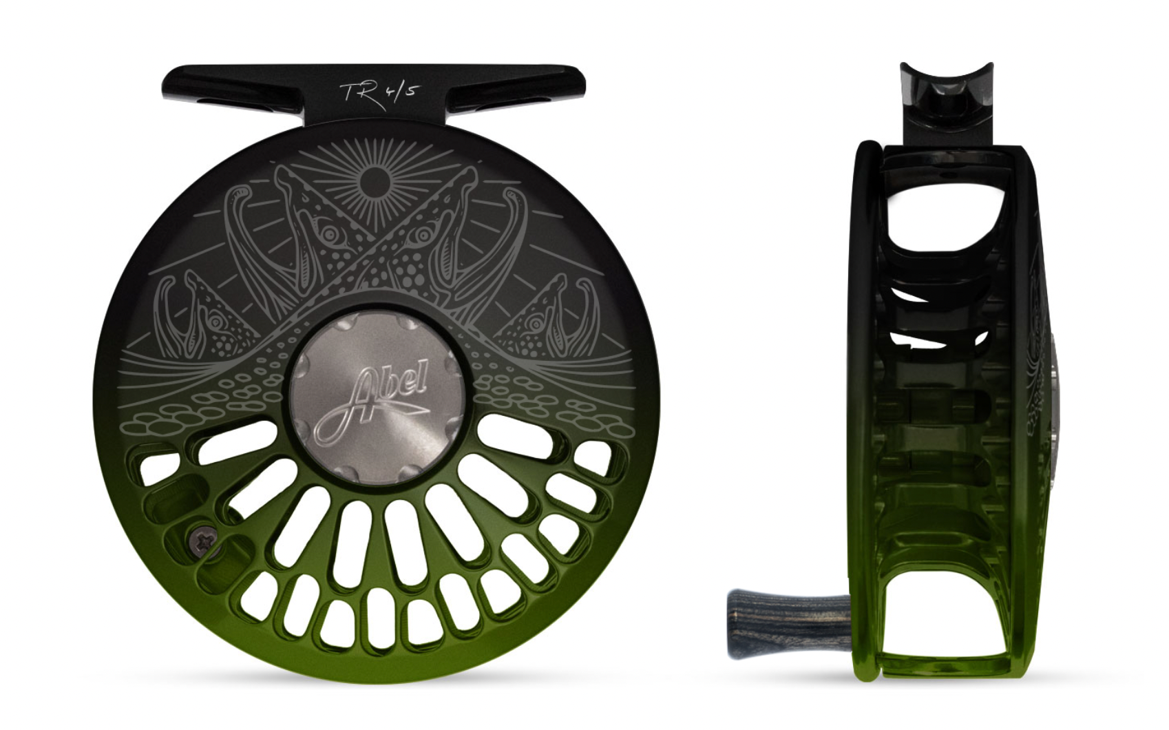 Abel TR Black/Green Fade Casey Underwood Last Light Engraved Fly Reel
