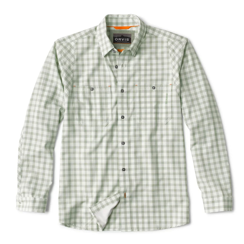 Orvis Men's Tech Chambray Plaid Long Sleeve Work Shirt
