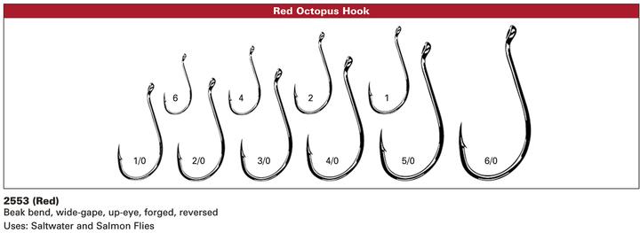 Daiichi Hooks #2553- Red Octopus Salmon Hook