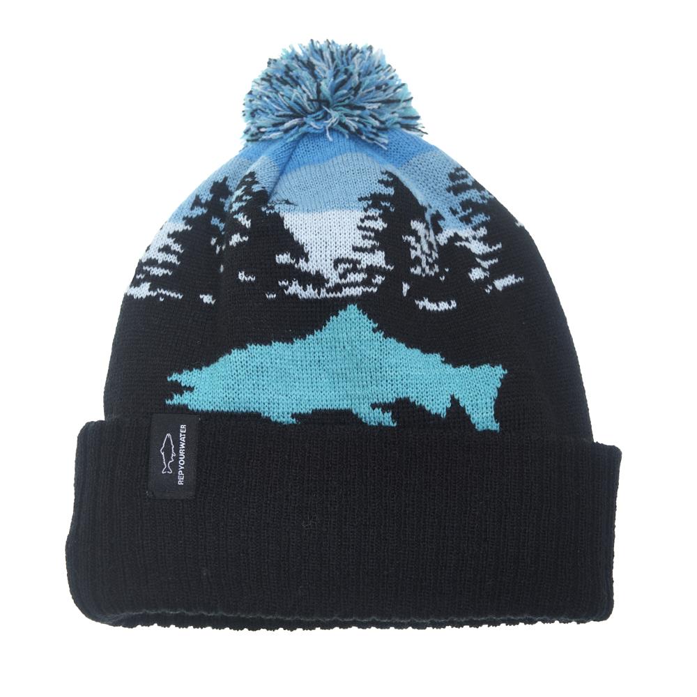 Rep Your Water Hat:  Knit Hats with Pompom (Fish Silhouette)