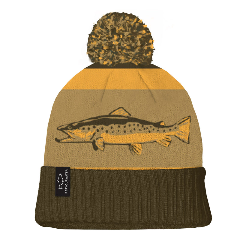Rep Your Water Hat:  Knit Hats with Pompom (Fish Prints)