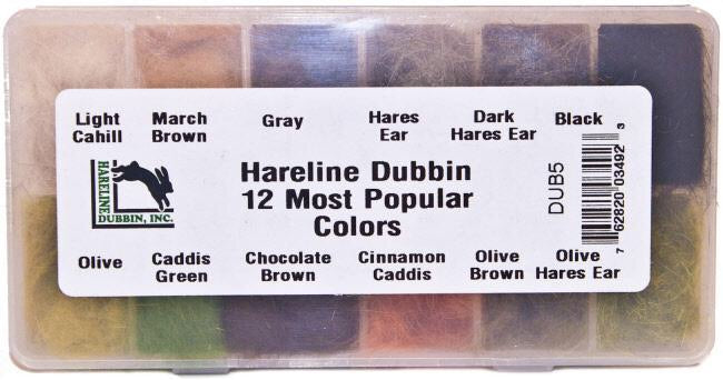 Hareline Dubbin 12 Most Popular Colors Dispenser