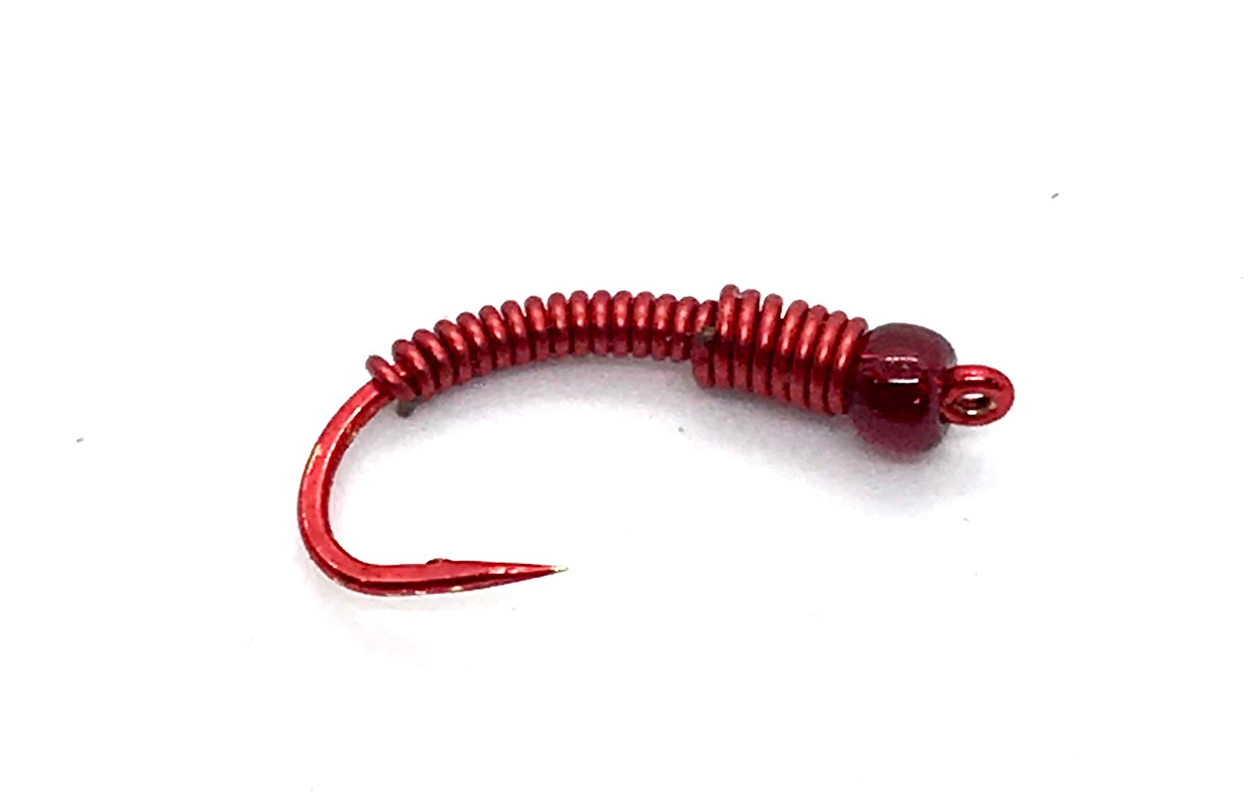 Wire Worms with Glass Bead on Red Hooks (all colors)